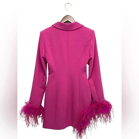 Miss Circle Madeline Fuchsia Feather Trim Blazer Dress Barbiecore Size XXS - Picture 9 of 16